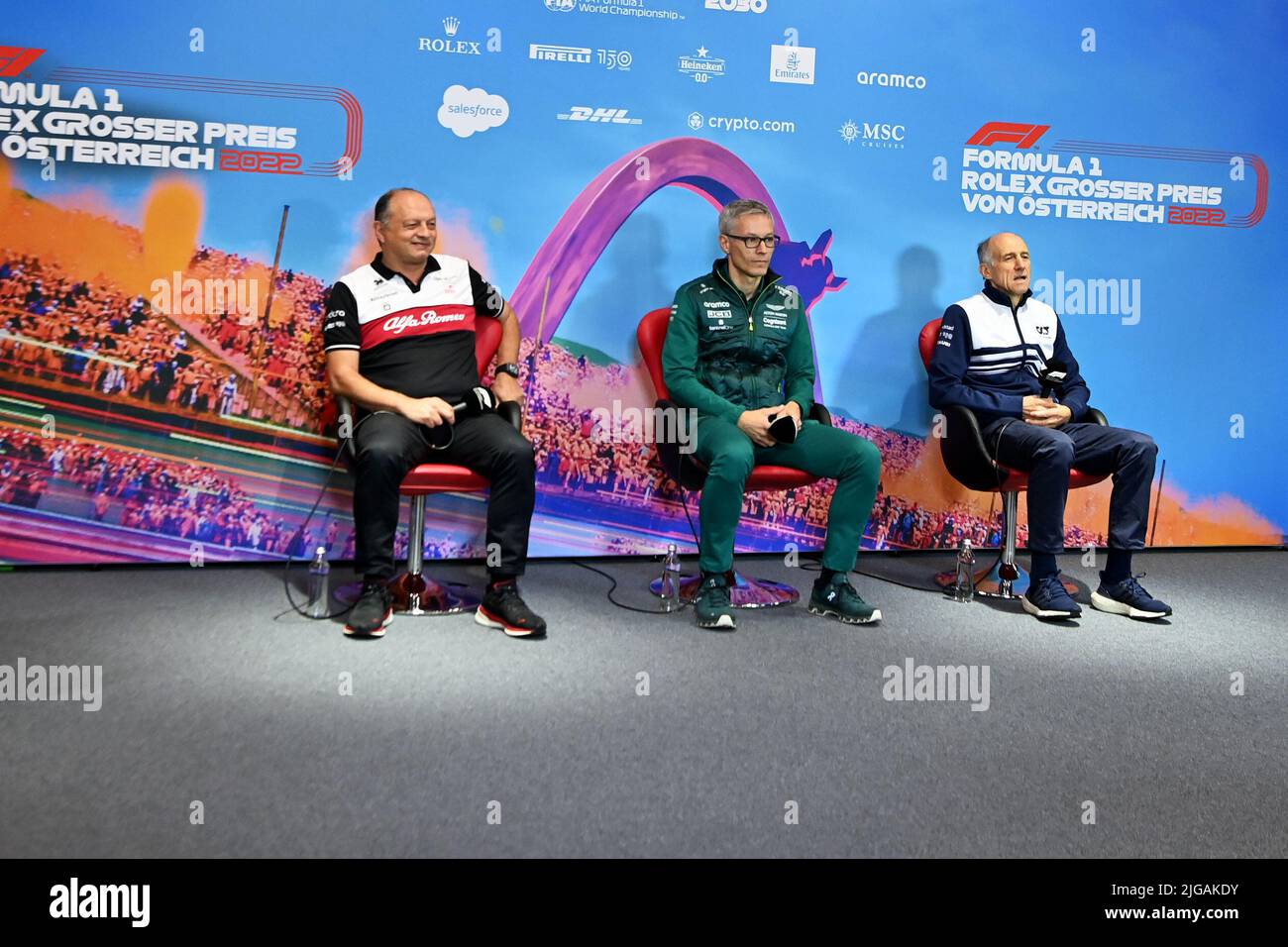 Frederic Vasseur, Team Principal, Alfa Romeo Racing, Mike Krack, Team  Principal, Aston Martin F1 and Franz Tost, Team Principal, Scuderia  AlphaTauri, portrait in the team principals Press Conference during the  Formula 1