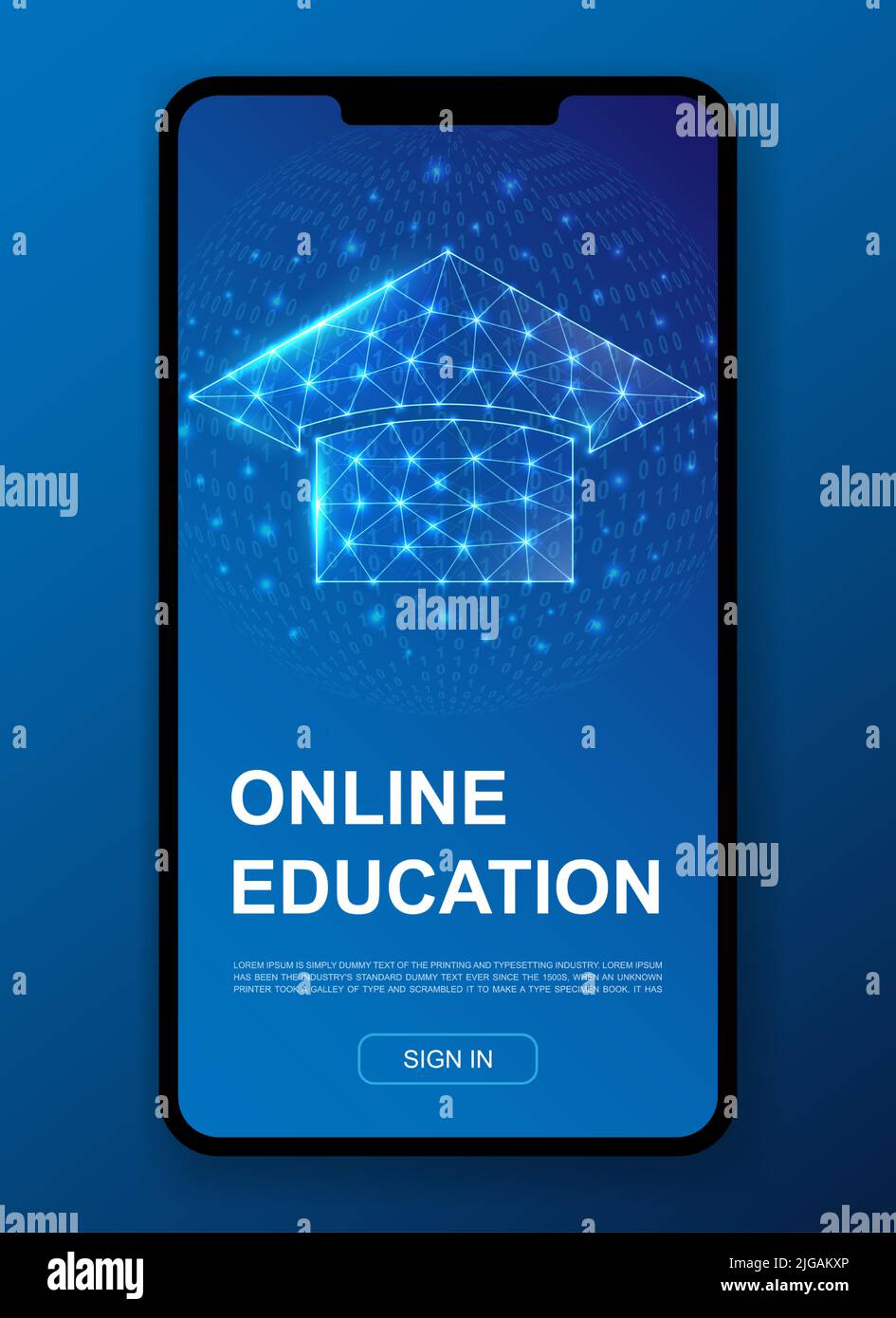 Graduation cap 3d polygonal symbol for UI, UX design template. Low poly ...