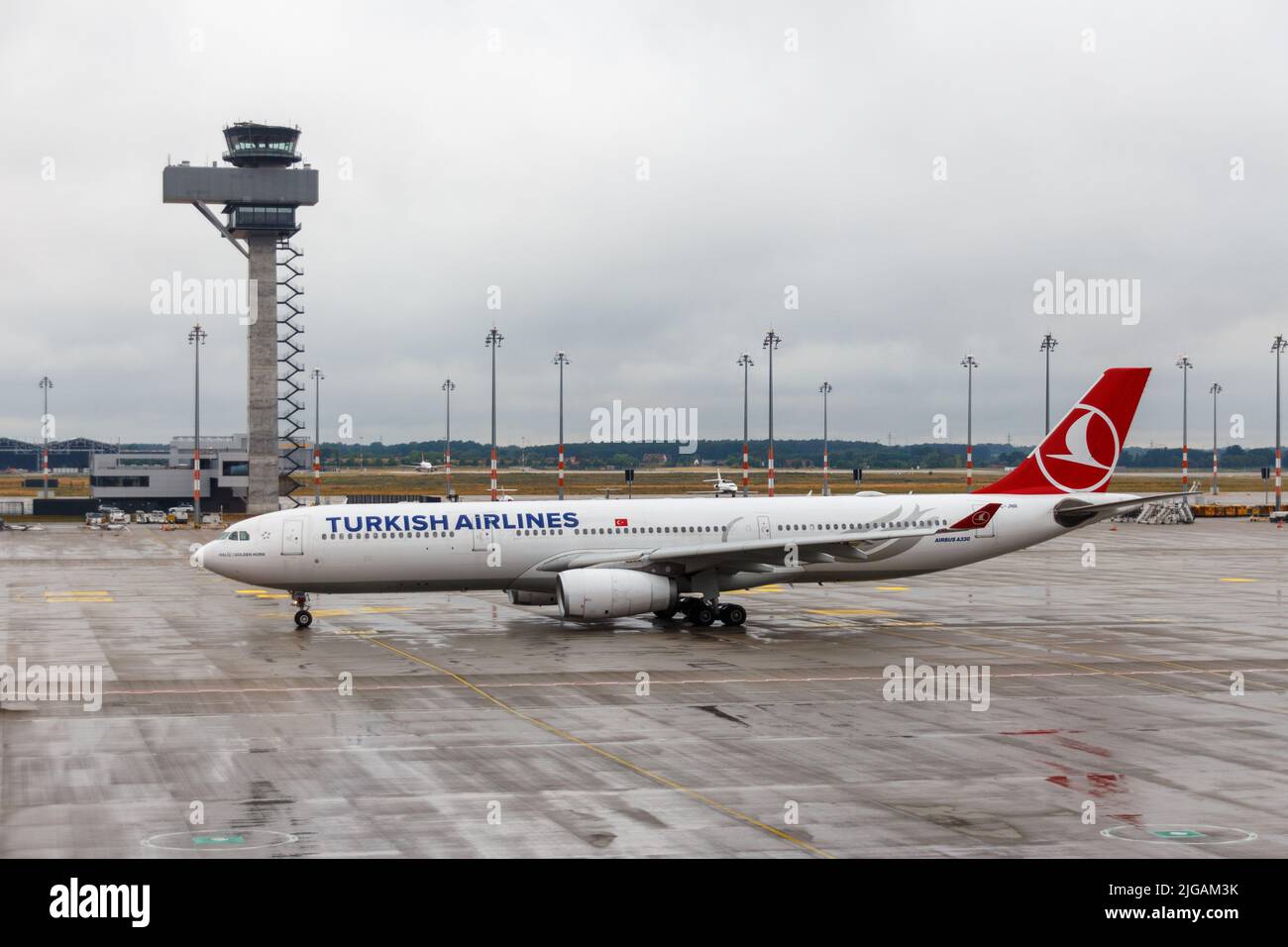 A Turkish airlines airbus A330 at Berlin Brandenburg airport Stock Photo