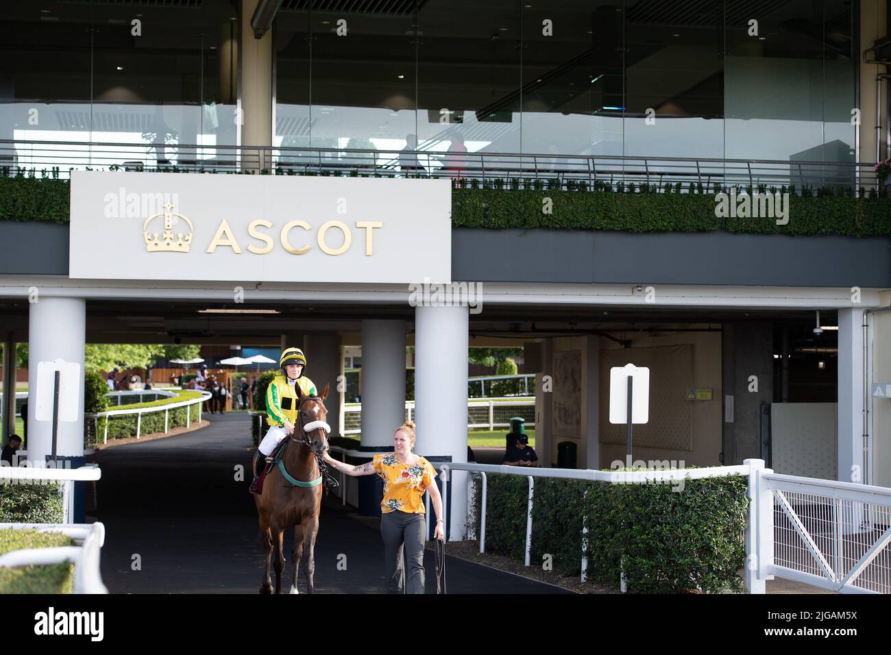 Ascot, Berkshire, UK. 8th July, 2022. Rider Jessica Thomas Hill heads