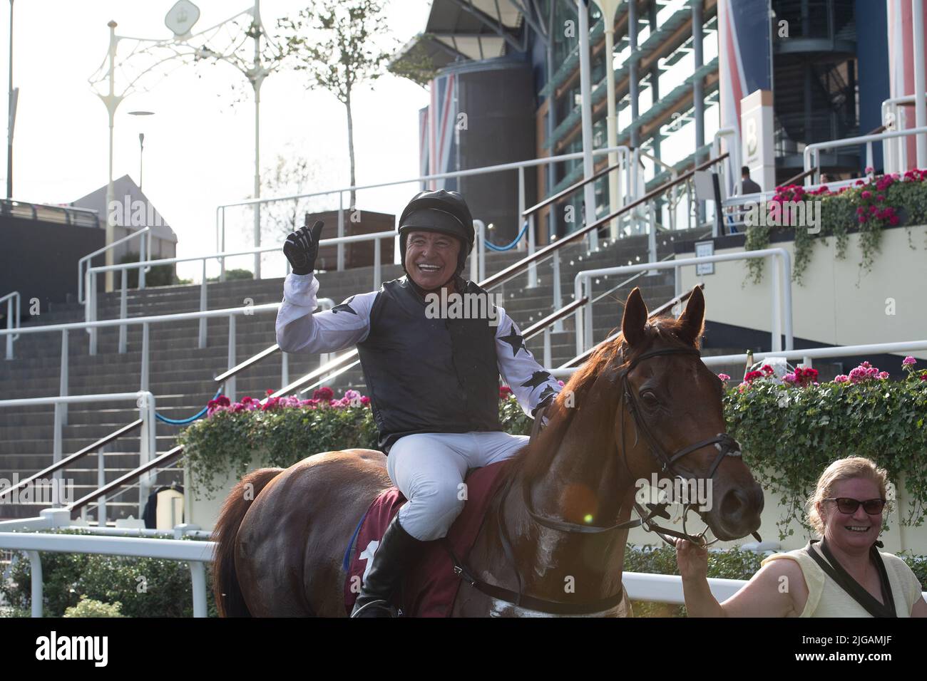 Ascot, Berkshire, UK. 8th July, 2022. Rider Maurice McCarthy on horse