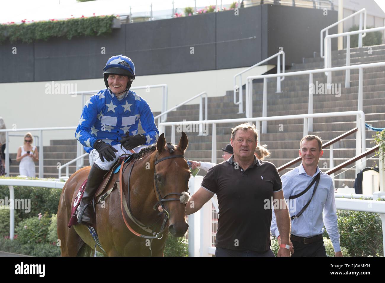 Ascot, Berkshire, UK. 8th July, 2022. Rider Will on horse