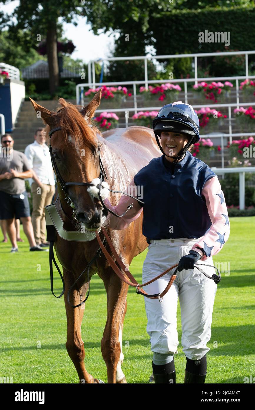 Ascot, Berkshire, UK. 8th July, 2022. A very proud day for rider Philly