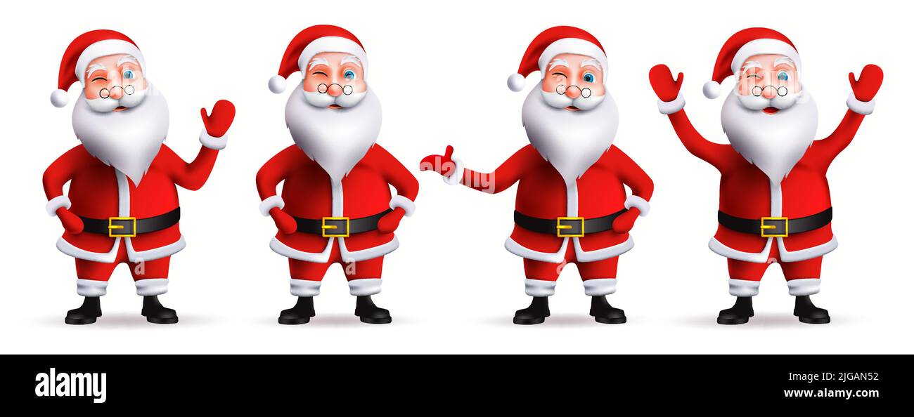 Santa claus christmas character vector set. Santa claus in 3d realistic ...