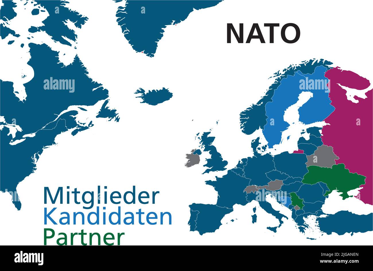 all members, candidates and partners of nato in 2022 Stock Vector