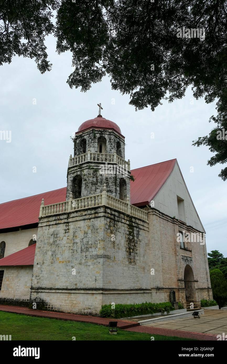 Siquijor, Philippines - June 2022: The San Isidro Labrador Parish Church commonly known as Lazi Church on June 22, 2022 in Lazi, Siquijor, Philippines Stock Photo