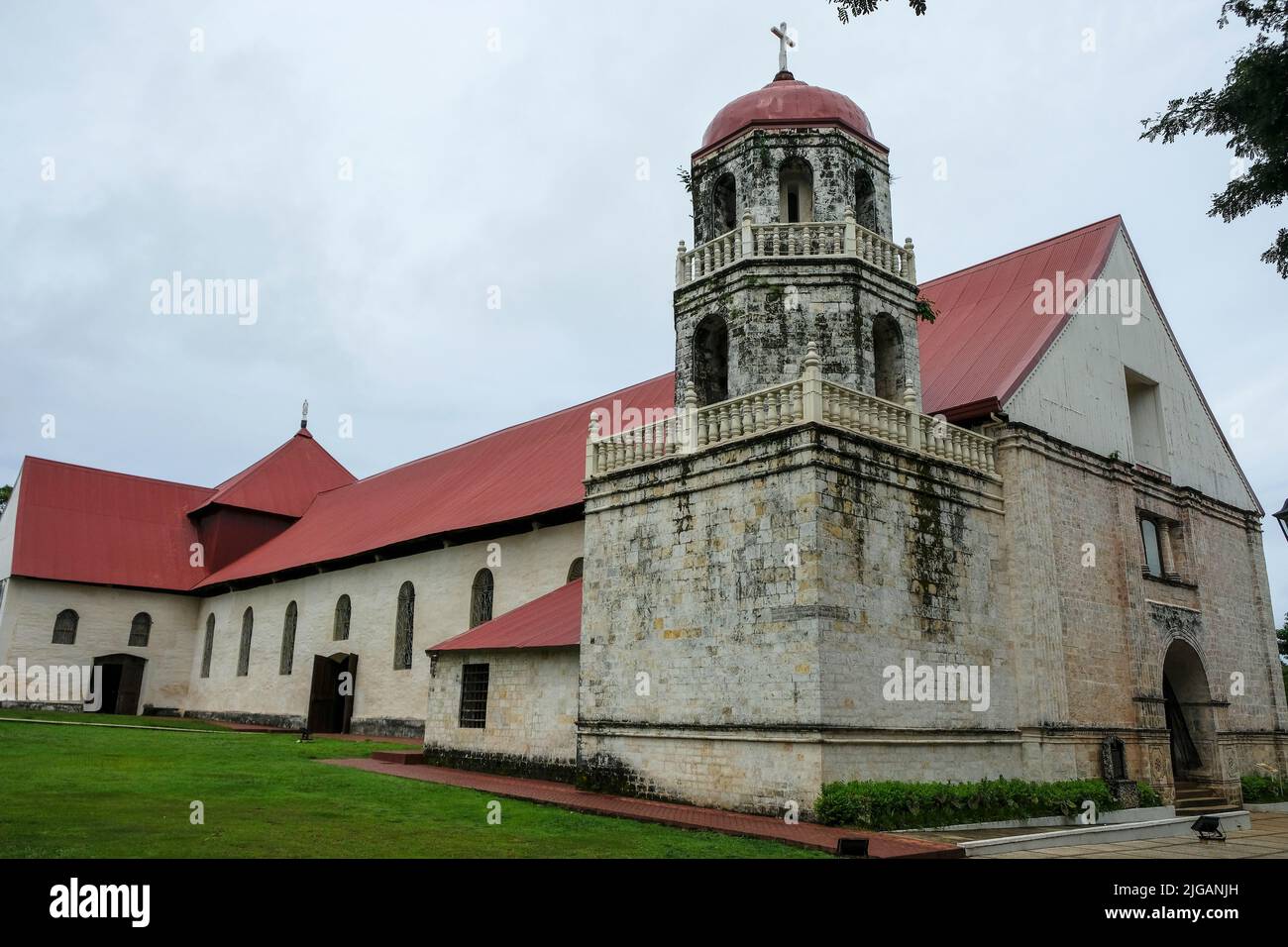 Siquijor, Philippines - June 2022: The San Isidro Labrador Parish Church commonly known as Lazi Church on June 22, 2022 in Lazi, Siquijor, Philippines Stock Photo