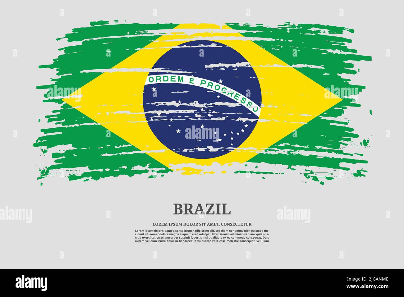 Brazil flag with brush stroke effect and information text poster ...