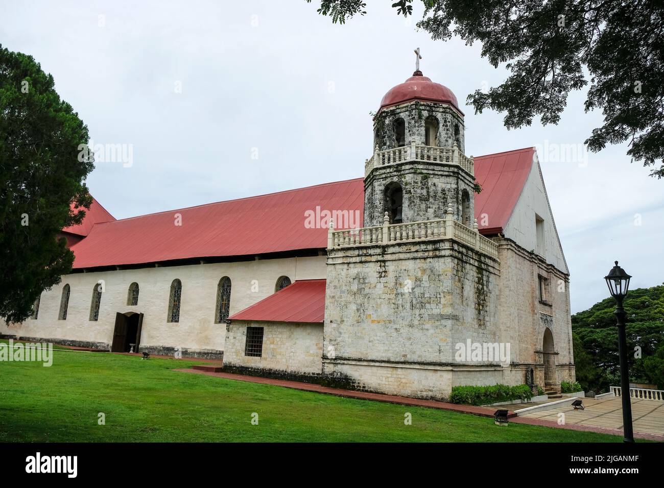 Siquijor, Philippines - June 2022: The San Isidro Labrador Parish Church commonly known as Lazi Church on June 22, 2022 in Lazi, Siquijor, Philippines Stock Photo