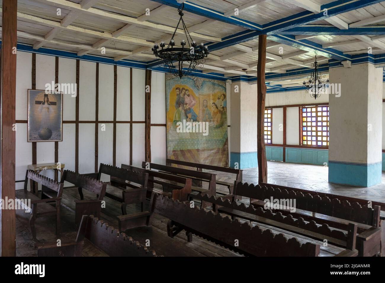 Siquijor, Philippines - June 2022: The Lazi Church Convent on June 22, 2022 in Lazi, Siquijor, Philippines. Stock Photo