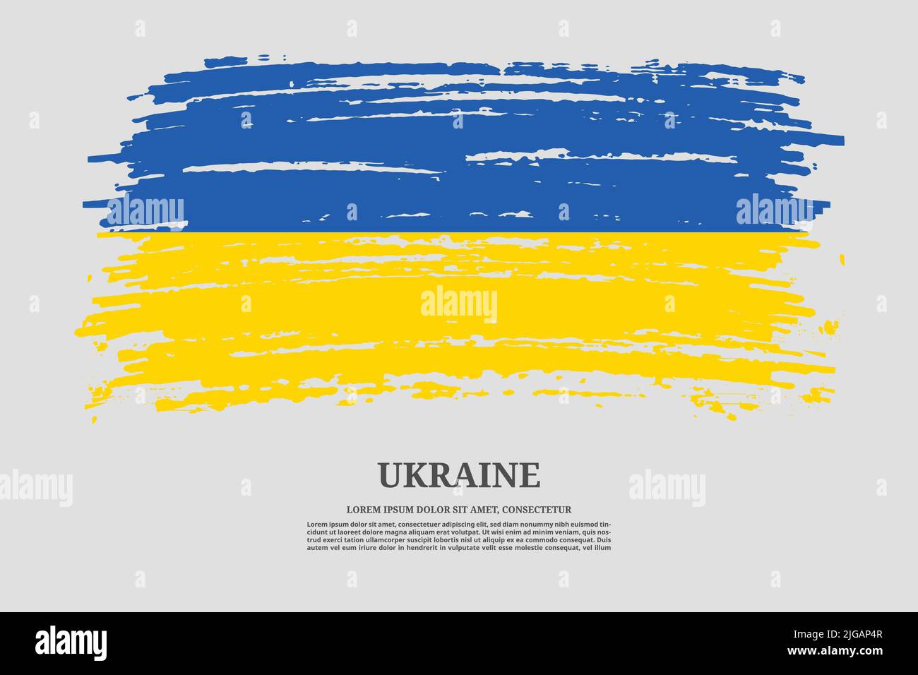 Ukraine flag with brush stroke effect and information text poster, vector background Stock Vector
