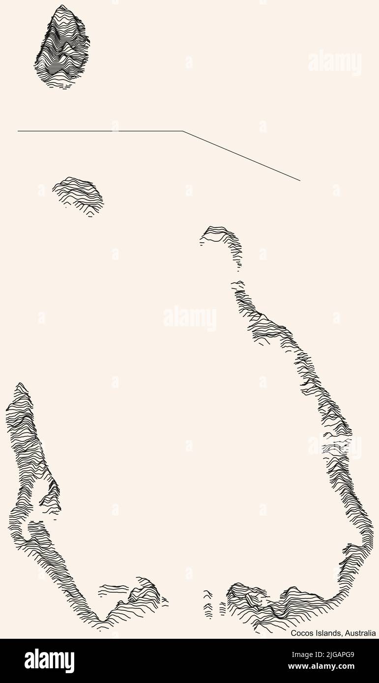 Topographic relief map of COCOS (KEELING) ISLANDS, AUSTRALIA Stock