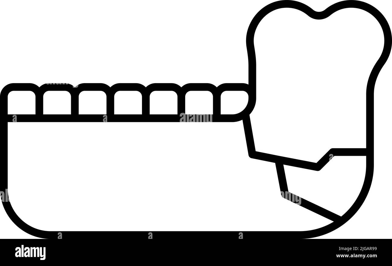 jaw, bone, break icon. Simple thin line, outline vector of Bone injury icons for UI and UX, website or mobile application on white background Stock Vector