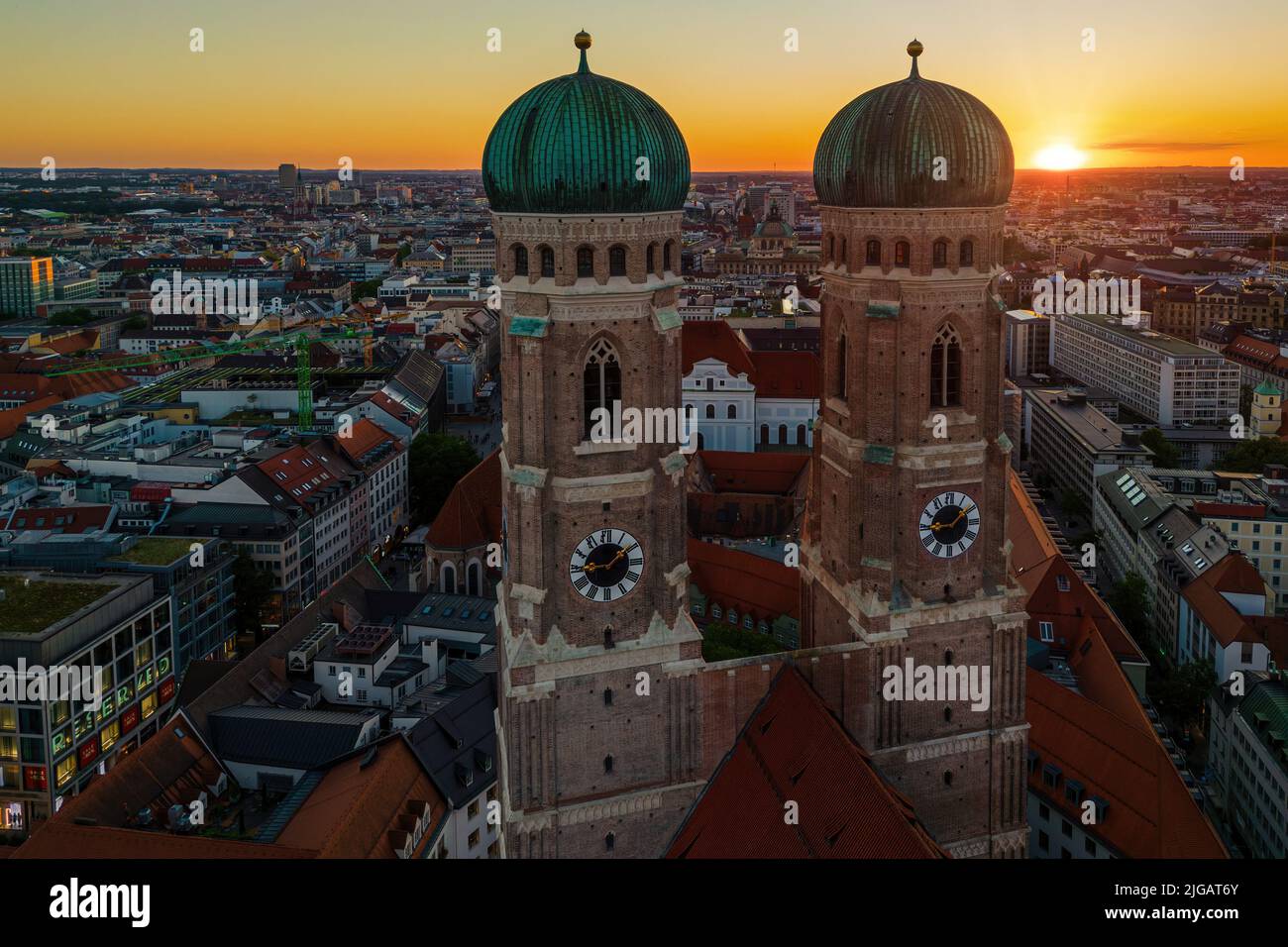 Wonderful Sunset Behind the Frauenkirche Towers in Munich, Germany ...