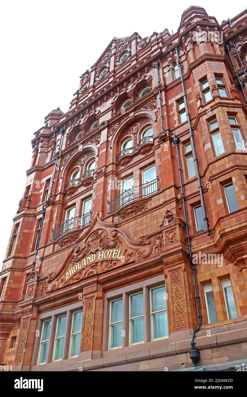 Details from the Midland Hotel, classic railway hotel, 16 Peter St, Manchester, England, UK,  M60 2DS Stock Photo