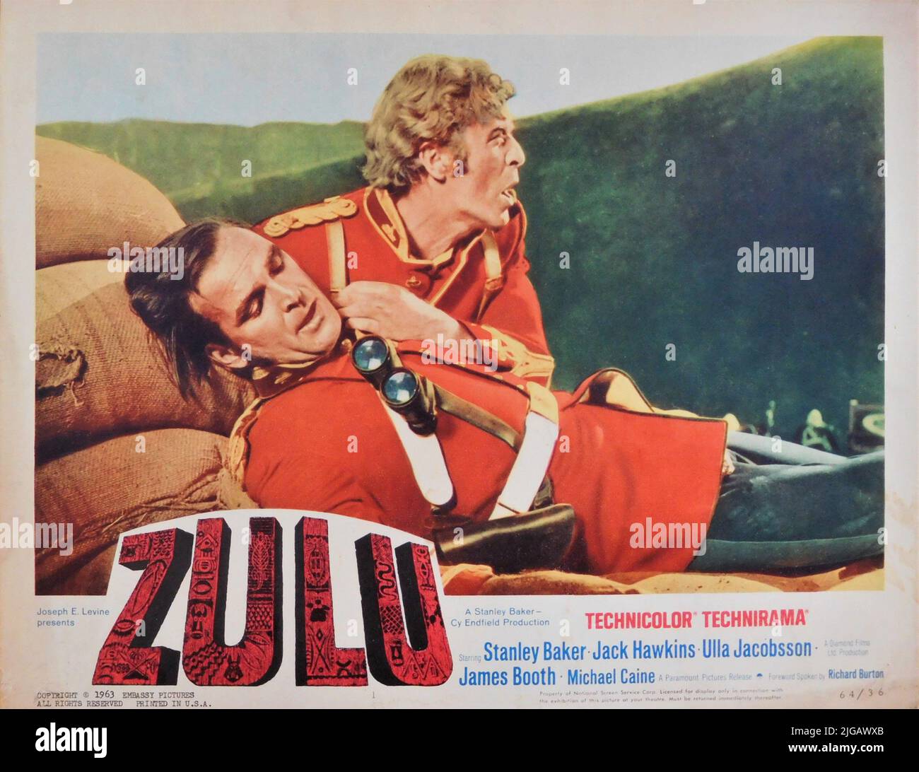 STANLEY BAKER as Lieutenant John Chard Royal Engineers and MICHAEL CAINE as Lieutenant Gonville Bromhead in ZULU 1964 director CY ENFIELD music John Barry Diamond Films / Paramount British Pictures / Embassy Pictures (US) Stock Photo