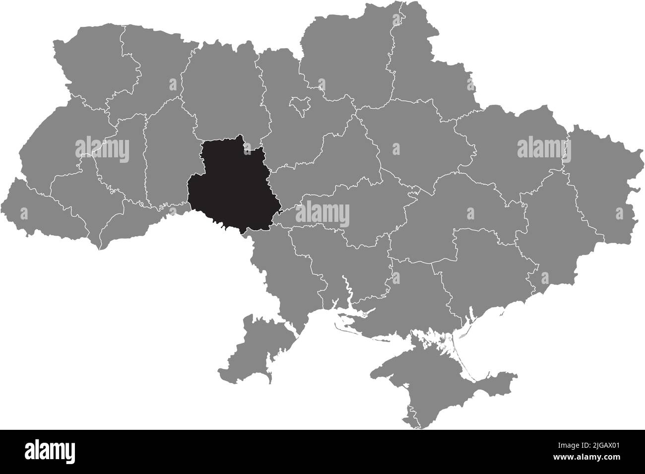 Locator map of VINNYTSIA OBLAST, UKRAINE Stock Vector
