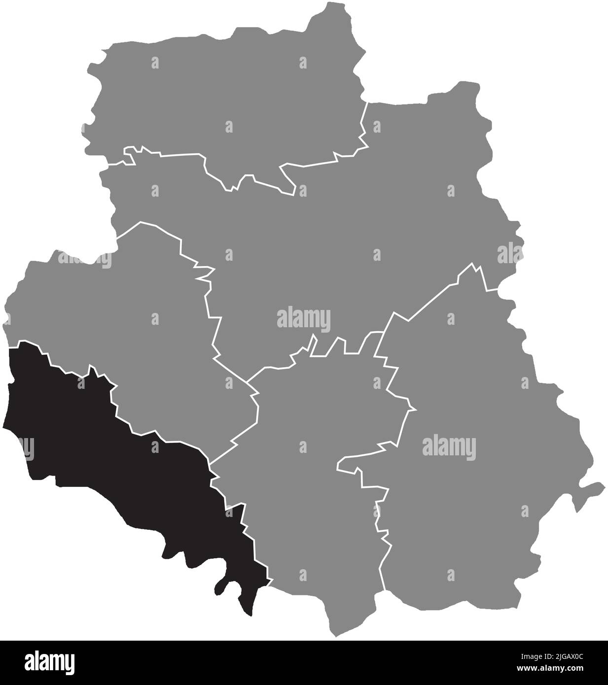 Locator map of the MOHYLIV-PODILSKYI RAION, VINNYTSIA OBLAST Stock Vector