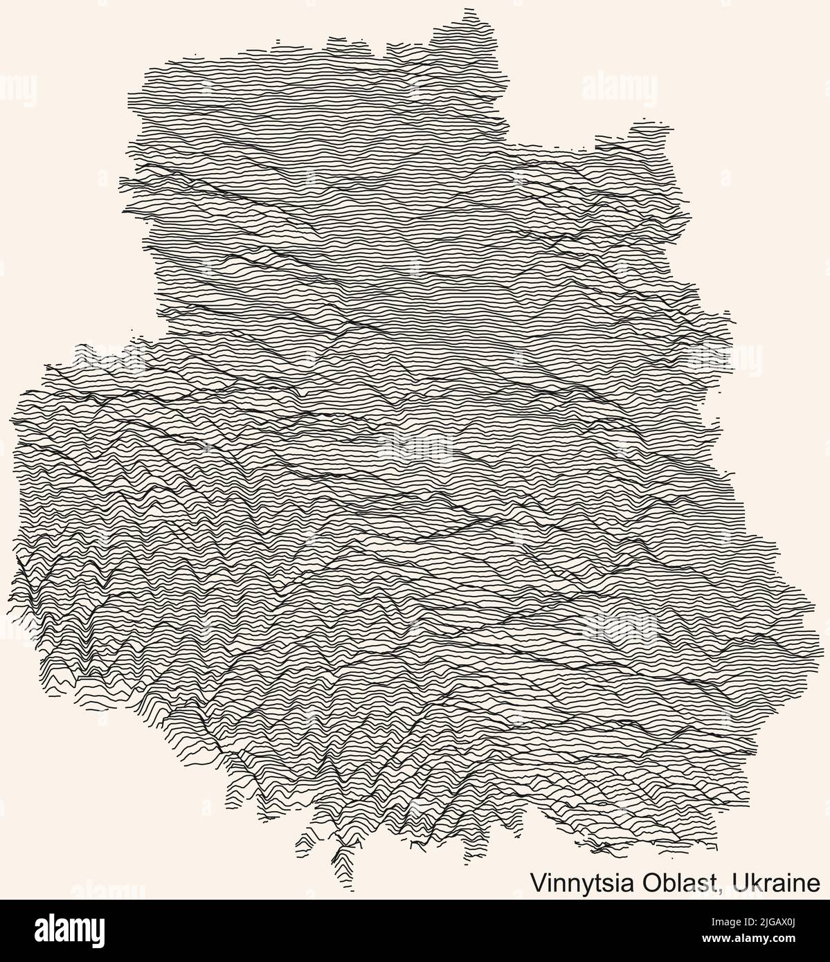 Topographic relief map of the VINNYTSIA OBLAST, UKRAINE Stock Vector