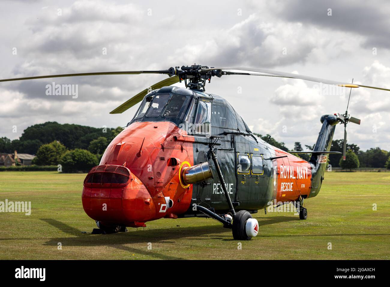 Westland Wessex HU5 (XT761) helicopter on the flightline at the Fly Navy Airshow held at Shuttleworth on the 3rd July 2022 Stock Photo