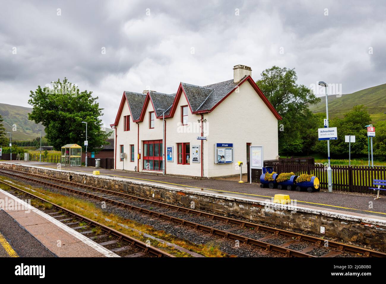 The railway station at Achnasheen, a small village in Ross-shire in the Highland council area of Scotland Stock Photo