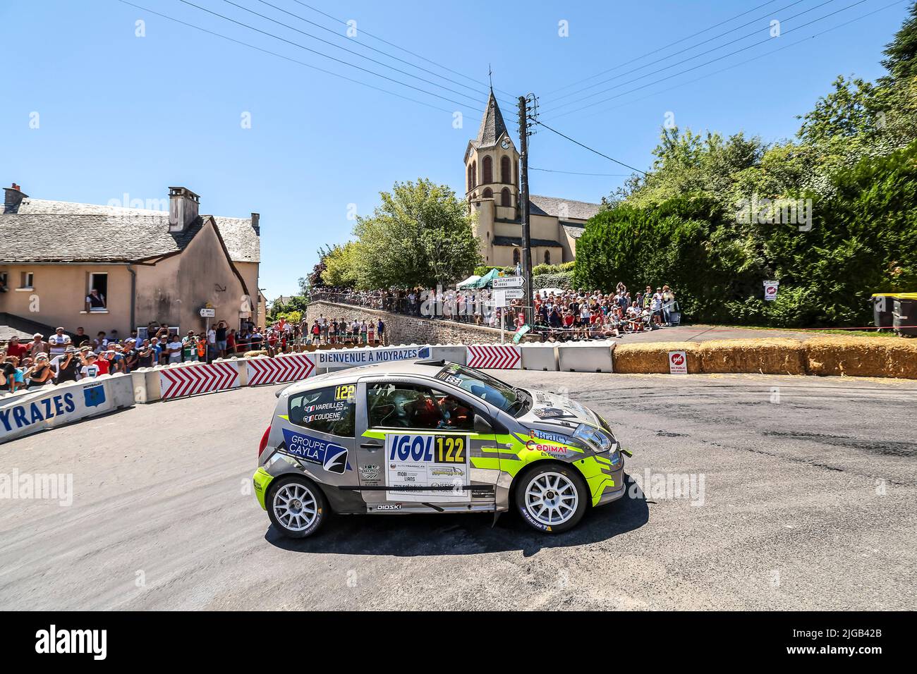 122 COUDENE Arnaud, VAREILLES Julie, Citroën C2, action during the Rallye Aveyron Rouergue Occitanie 2022, 5th round of the Championnat de France des Rallyes 2022, from July 7 to 9 in Rodez, France - Photo Gregory Lenormand / DPPI Stock Photo