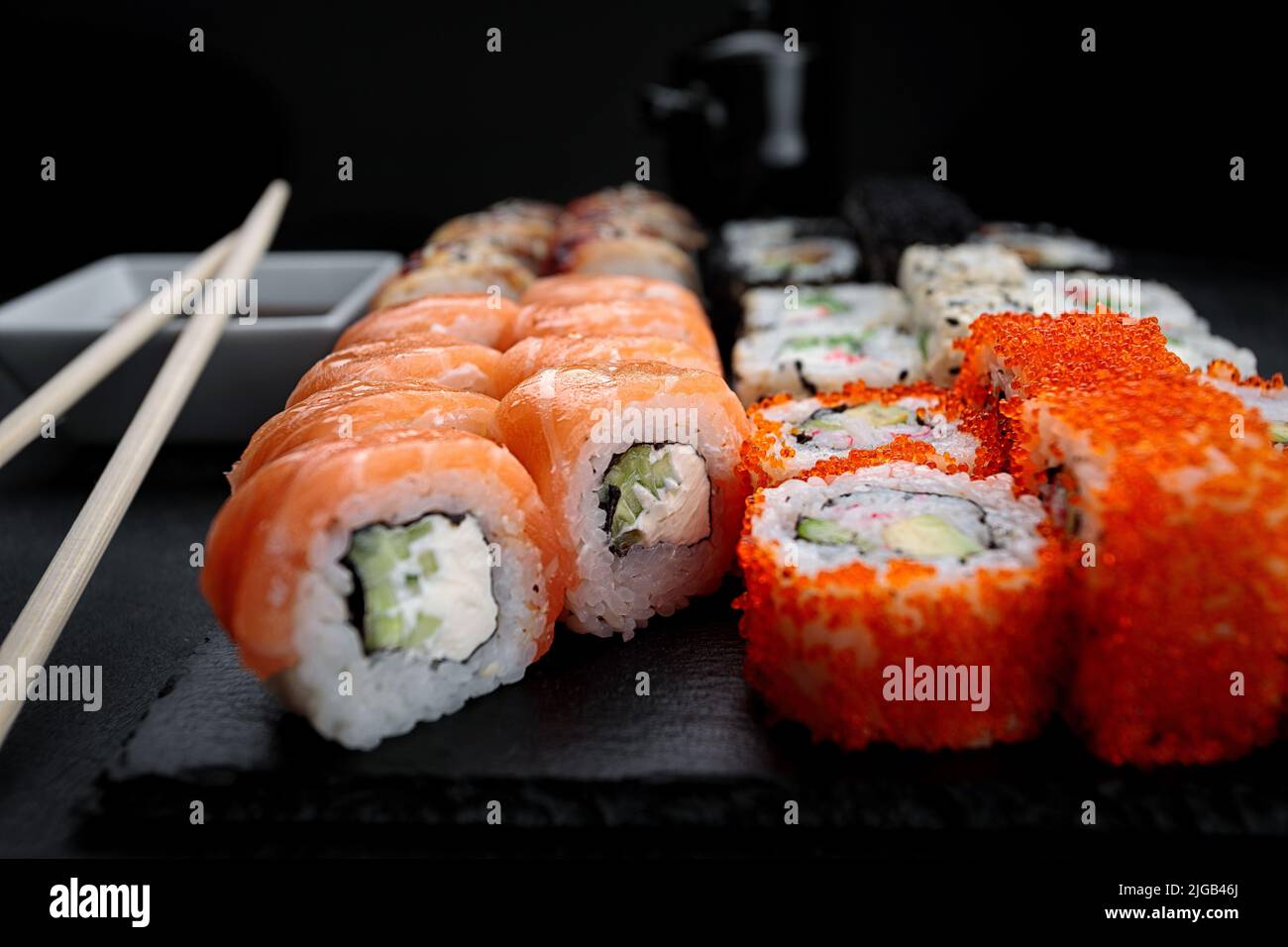 Sushi set assorted, from five different rolls Stock Photo