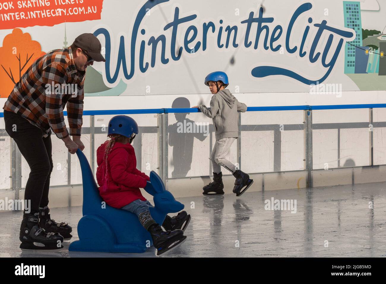 Canberra, Australia. 9th July, 2022. People enjoy activities on the ice