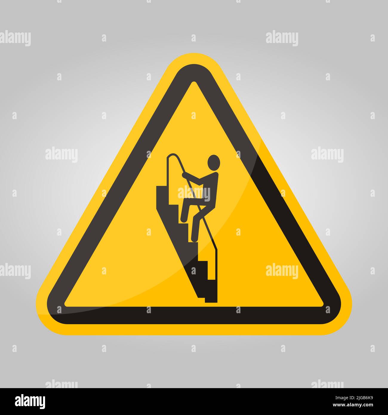 Caution Walk Down Stairs Backwards Sign Stock Vector