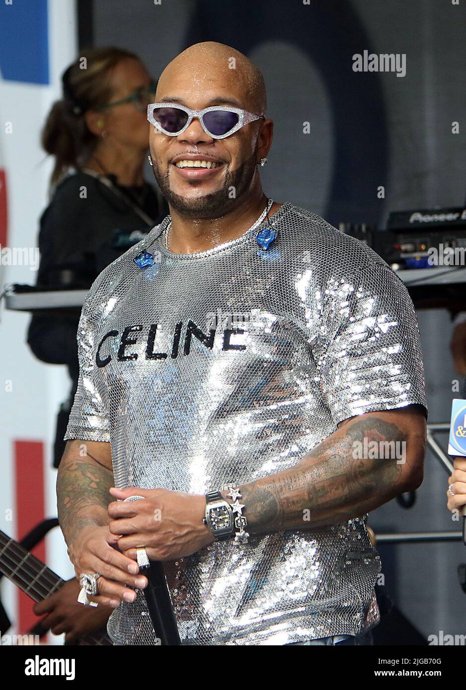 New York, NY, USA. 8th July, 2022. Flo Rida pictured as Flo Rida performs on Fox and Friends at