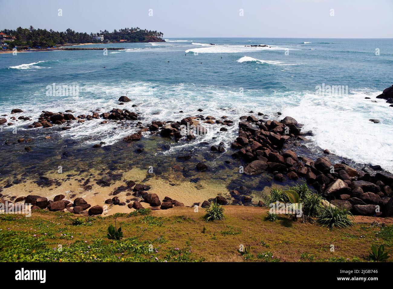 beach in the tourist town of Mirissa in Sri Lanka Stock Photo