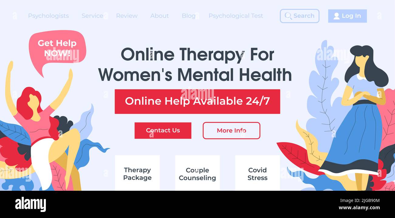 Online therapy for women mental health assistance Stock Vector