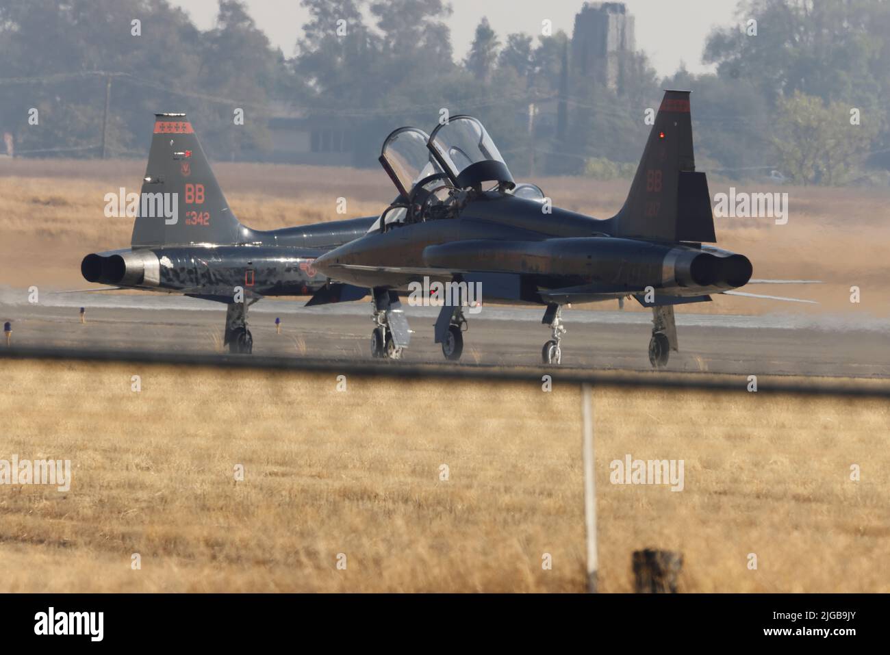 An airplane standing on ground during airshow at Mather air base in