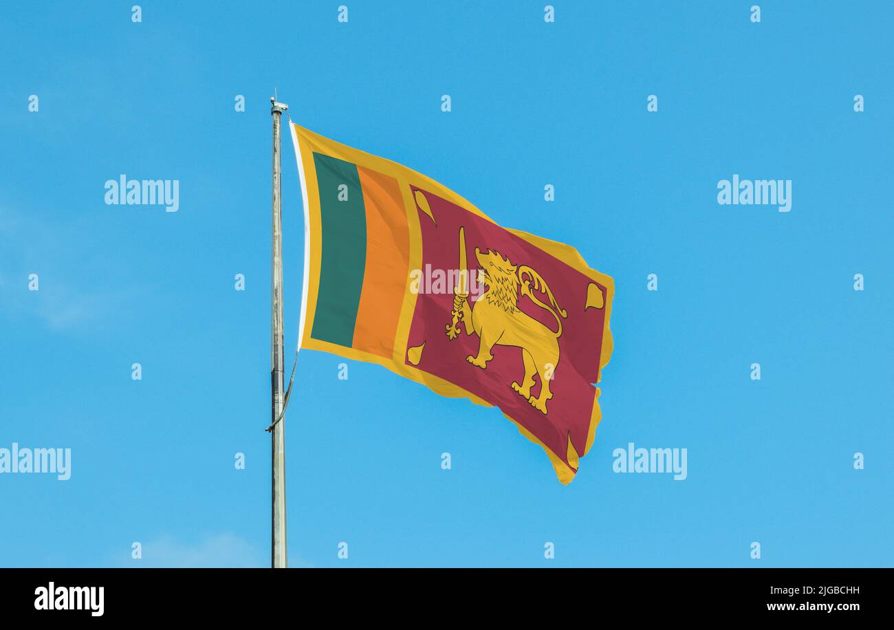 flag Democratic Socialist Republic of Sri Lanka,Ceylon Stock Photo