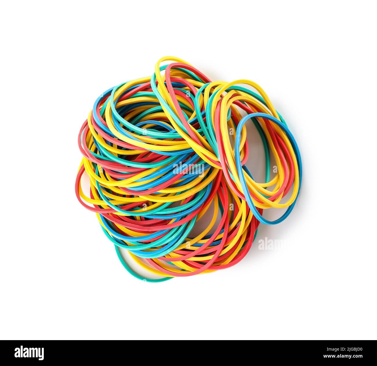 Different rubber bands on white background Stock Photo Alamy
