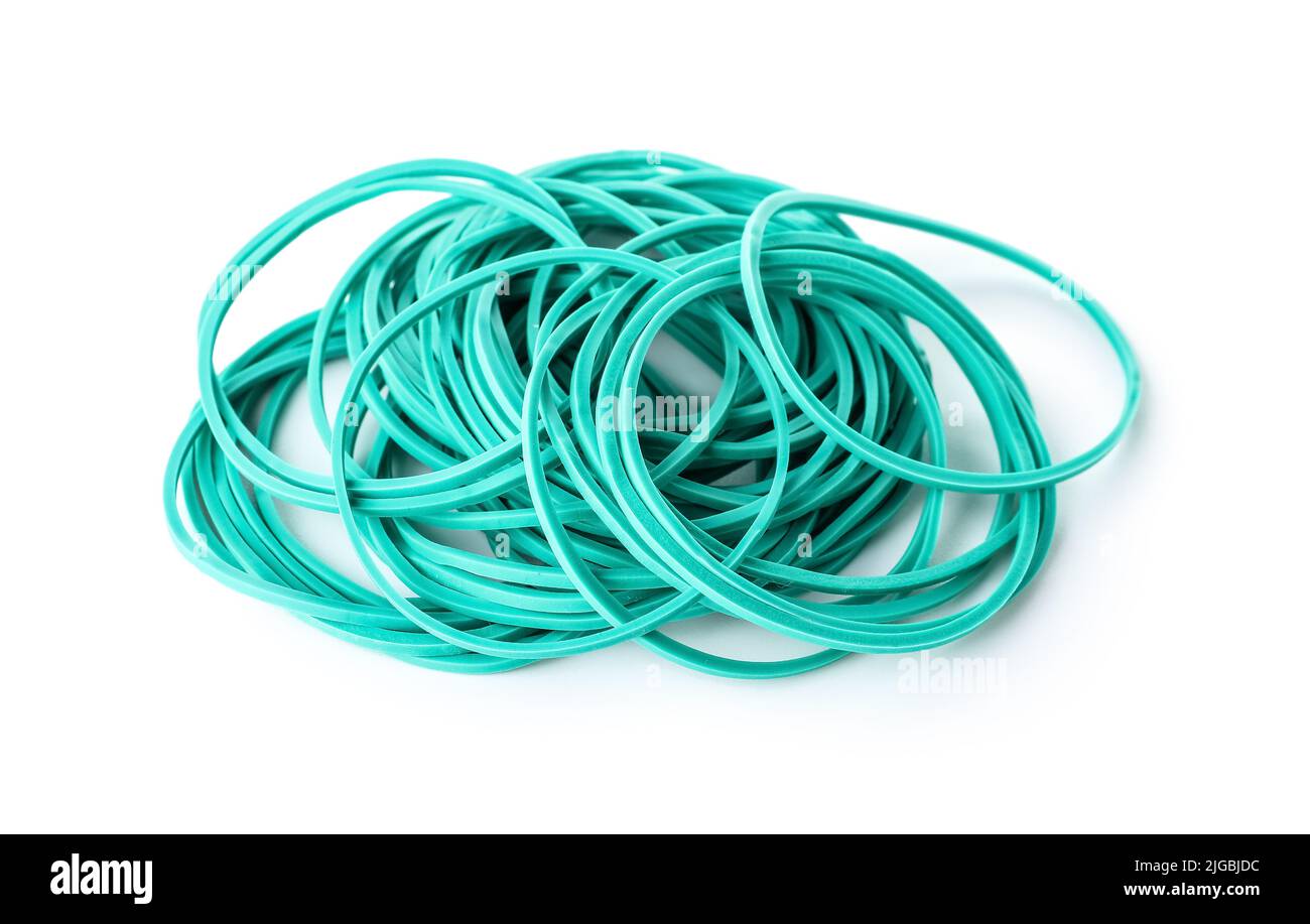 Heap of rubber bands isolated on white background Stock Photo Alamy