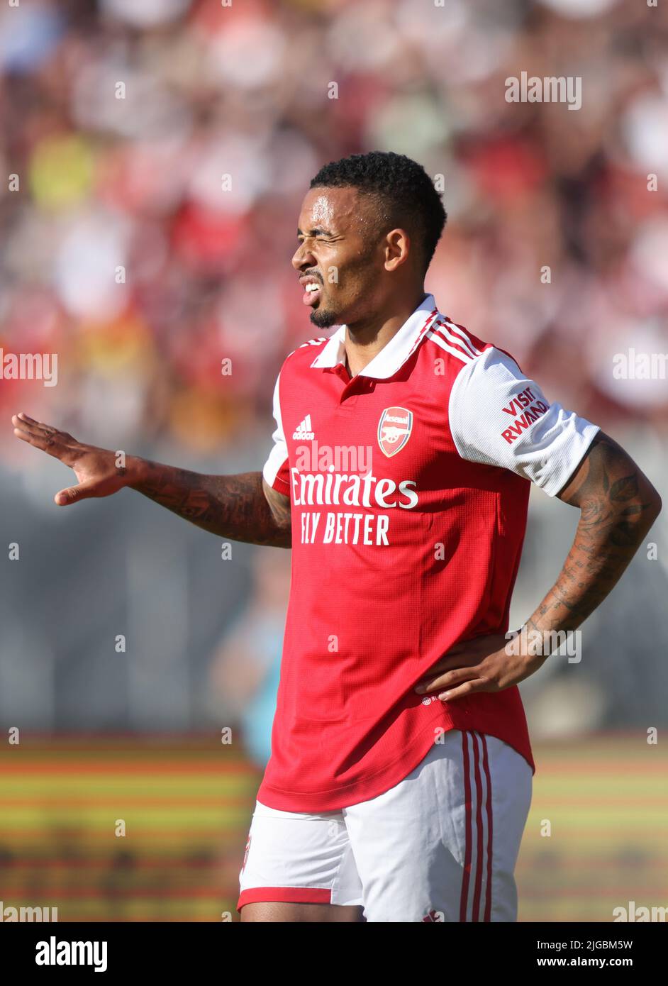 08 July 22 Nuremberg Soccer Test Matches 1 Fc Nuremberg Fc Arsenal At Max Morlock Stadium Gabriel Jesus From Arsenal Photo Daniel Karmann Dpa Important Note In Accordance With The Requirements