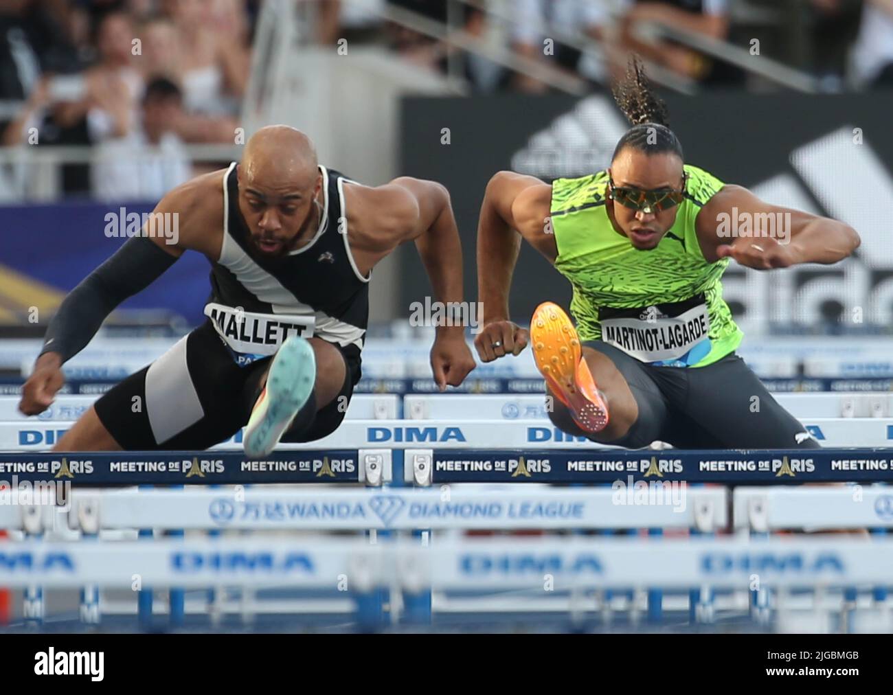 Aaron Mallett of USA, Pascal Martinot-Lagarde of France, 110 M Hurdles ...