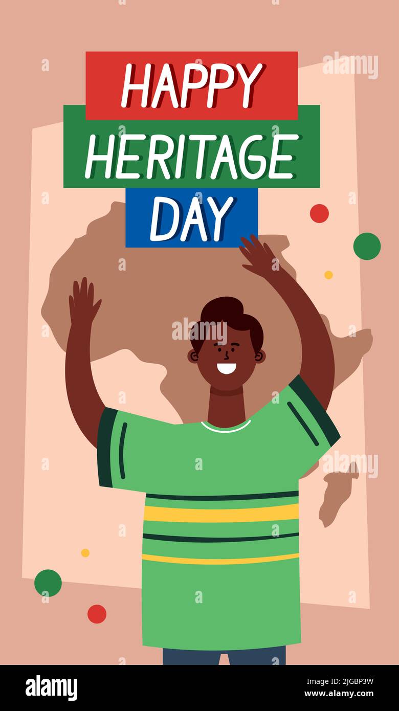 happy heritage day lettering with man Stock Vector Image & Art Alamy