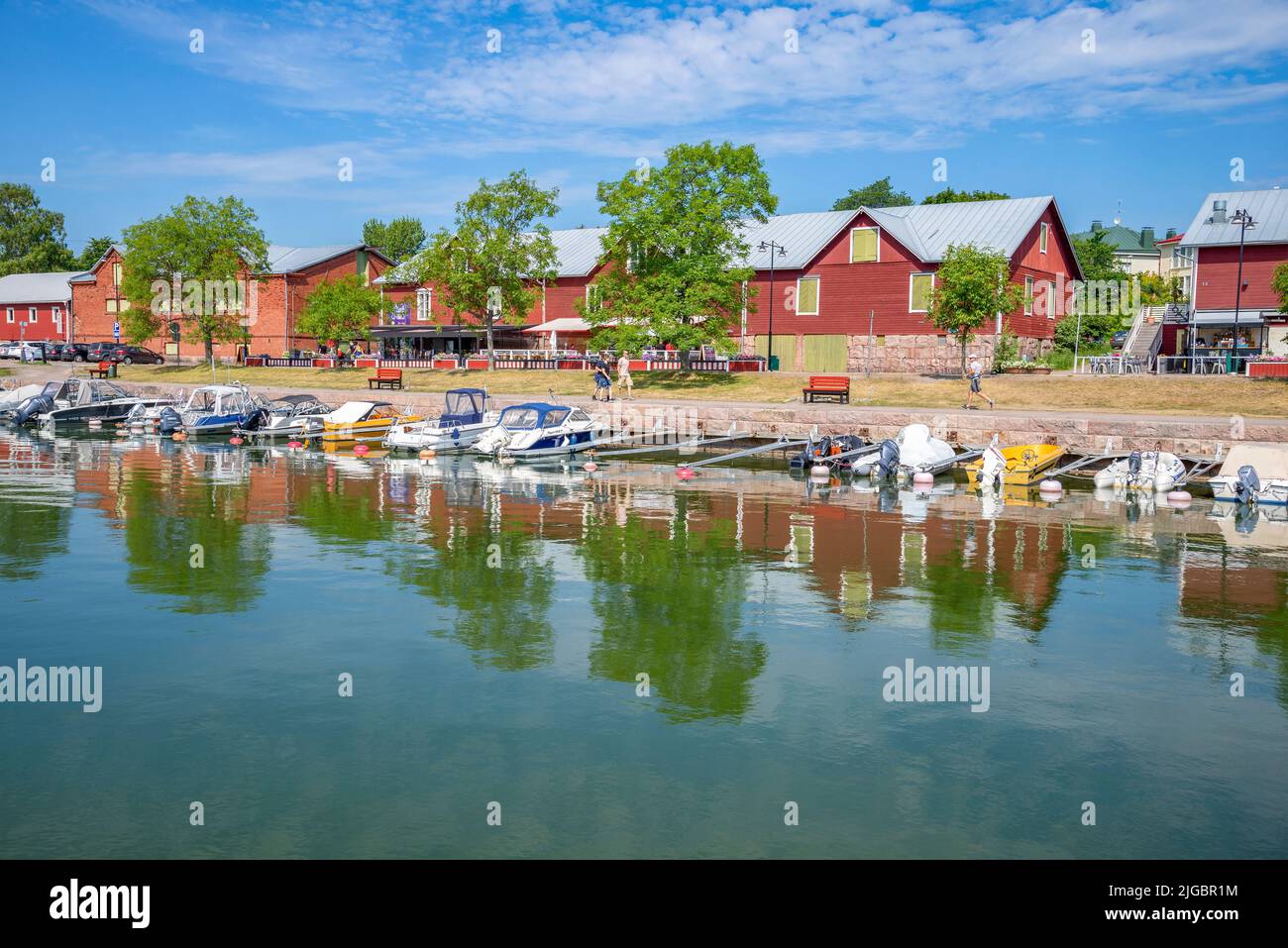 HANKO, FINLAND - JULY 14, 2018: Summer morning in the old port. Hanko. Finland Stock Photo