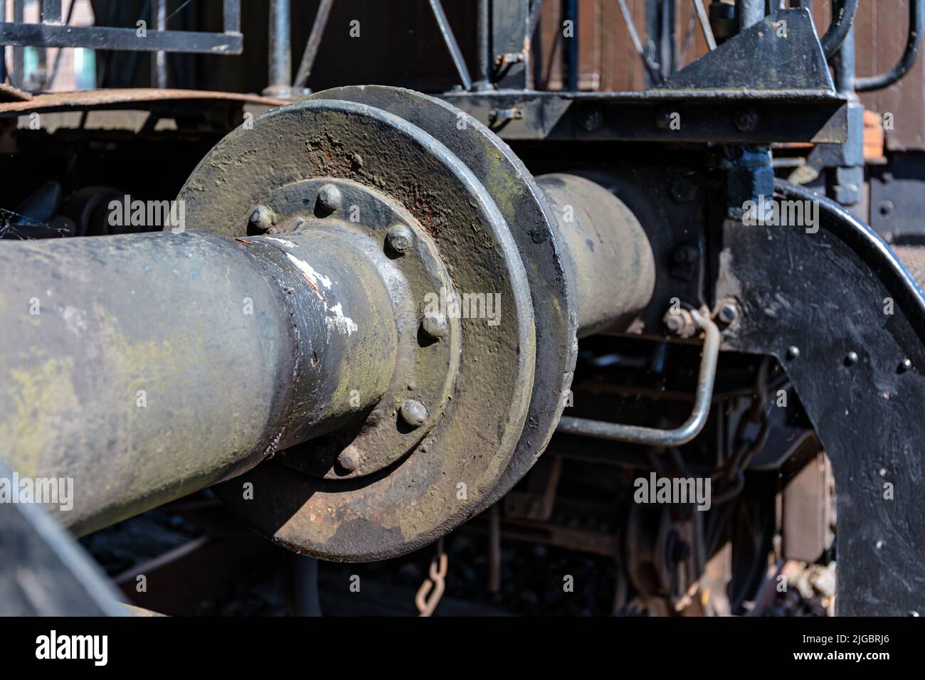 buffers of coupled historic railroad cars Stock Photo