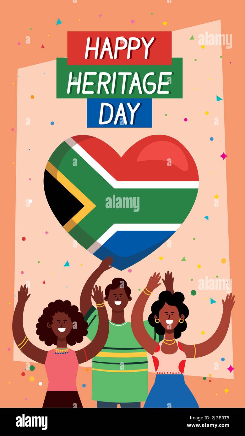 heritage day lettering with people and heart Stock Vector Image & Art ...