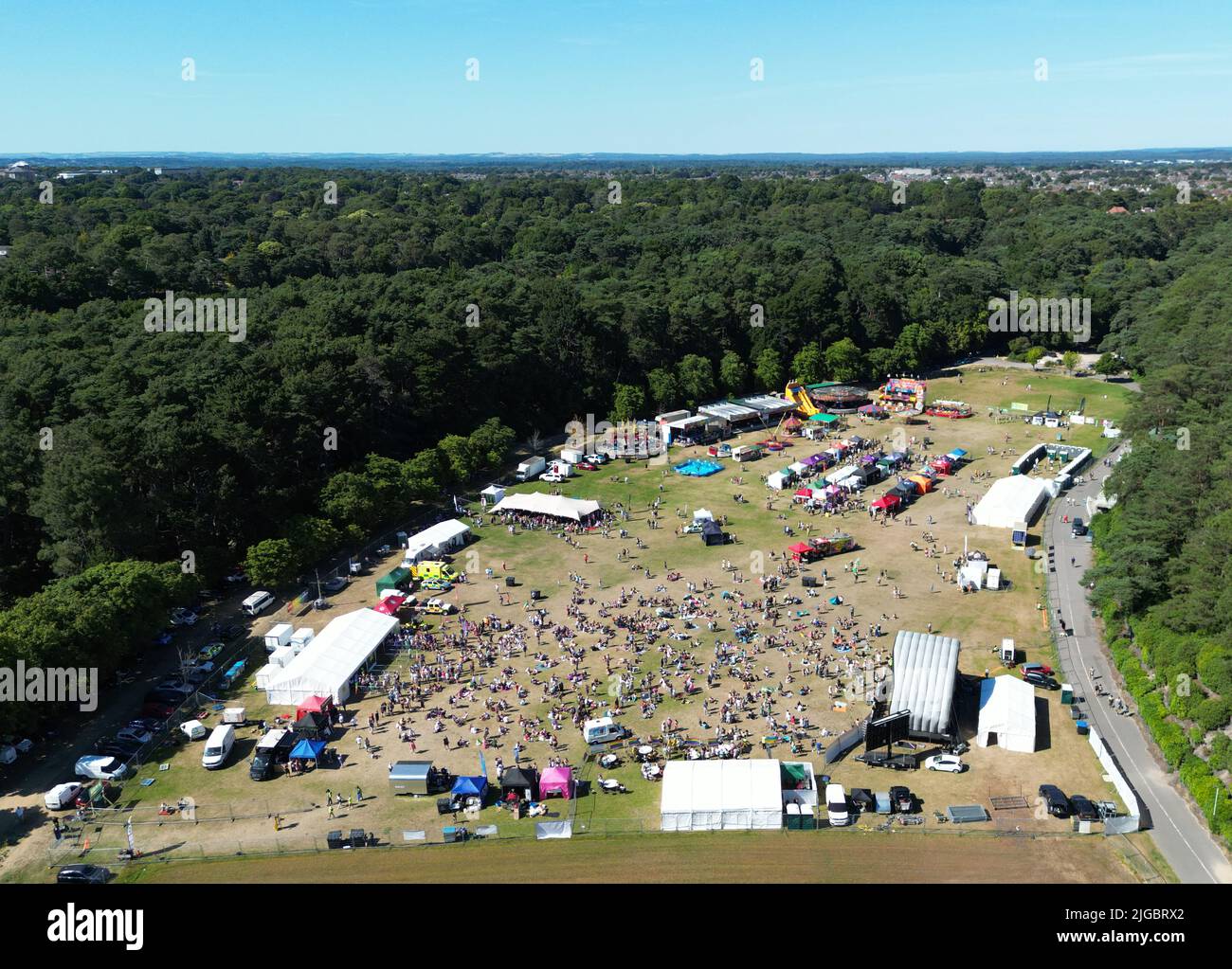 Bournemouth, UK. Saturday 9 July 2022. Bournemouth Pride gets underway in Meyrick Park after a town centre pride parade Credit: Thomas Faull/Alamy Live News Stock Photo