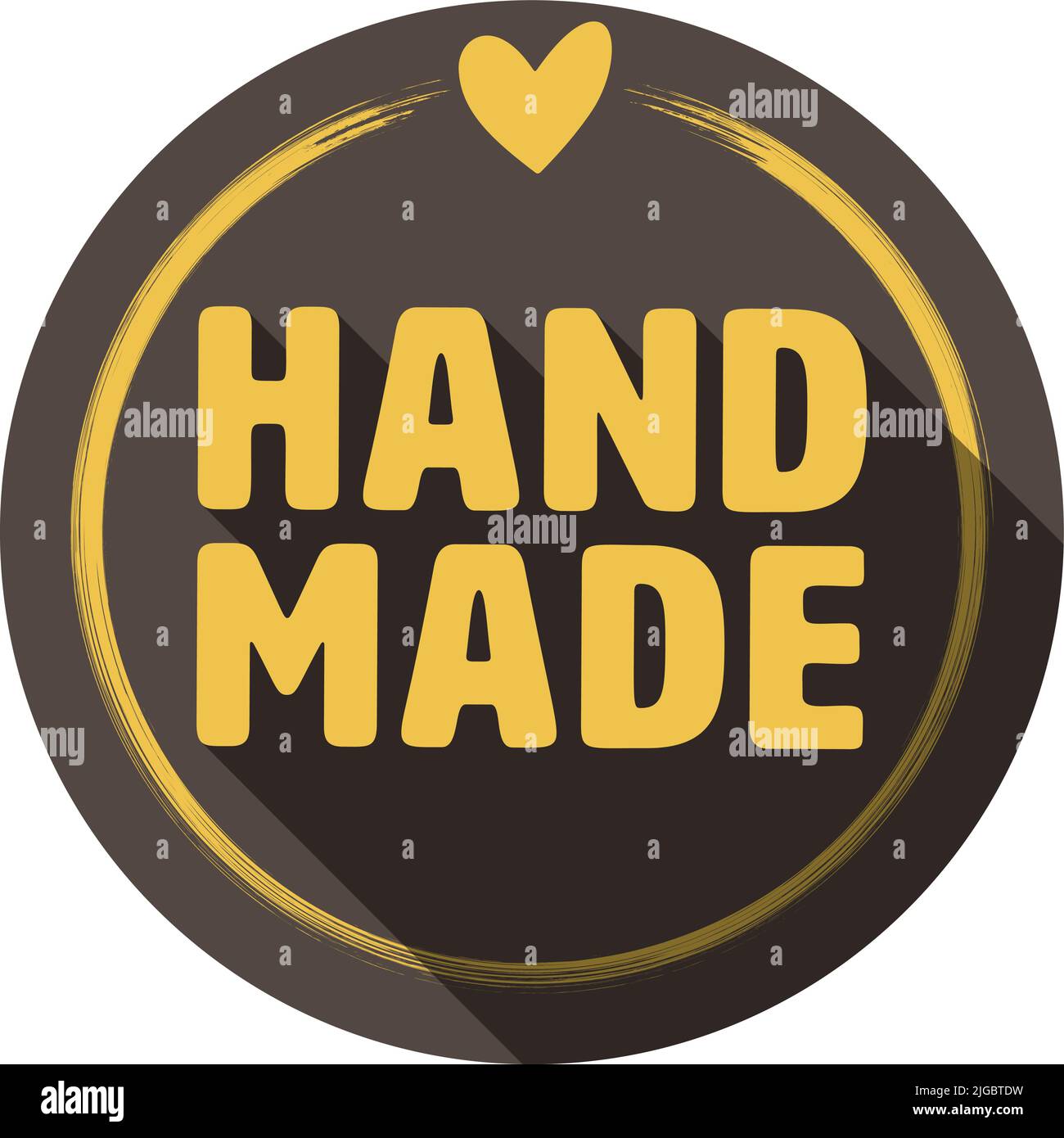 round HANDMADE label or sign with heart, vector illustration Stock Vector
