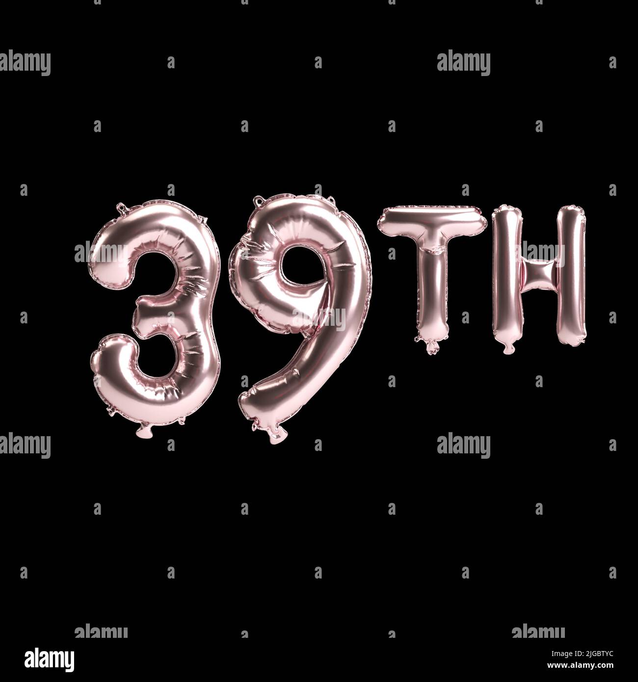 3d illustration of 39th rose balloons isolated on background Stock ...