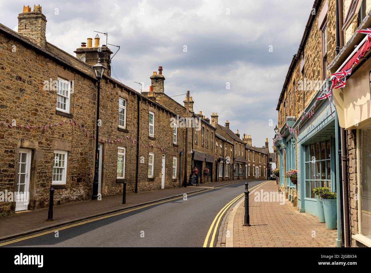 Shops and houses along Middle Street in Corbridge, Northumberland