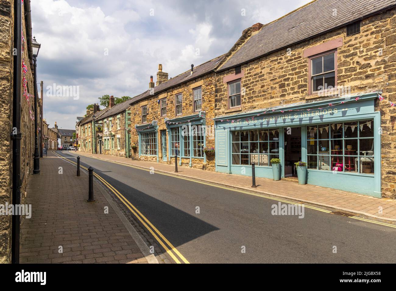 Shops and houses along Middle Street in Corbridge, Northumberland