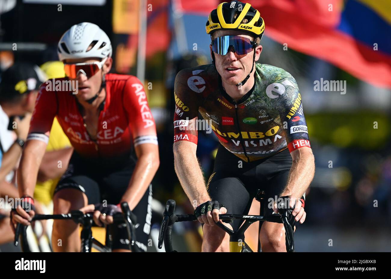 Dutch Steven Kruijswijk of Jumbo-Visma pictured after stage eight of the Tour de France cycling race, a 184km race from Dole, France, to Lausanne, Switzerland, on Saturday 09 July 2022. This year's Tour de France takes place from 01 to 24 July 2022. BELGA PHOTO POOL DAVID STOCKMAN - UK OUT Stock Photo