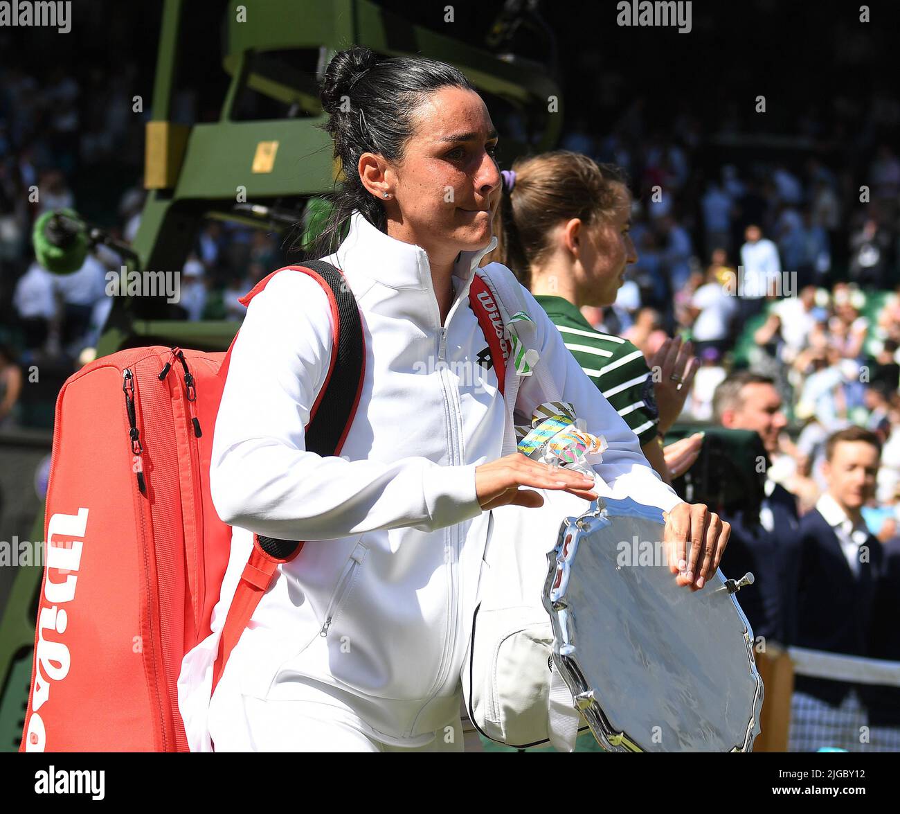 London, Gbr. 09th July, 2022. London Wimbledon Championships Day 09/07/2022 A tearful Onns Jabeur (TUN) leaves court after losing ladies singles final Credit: Roger Parker/Alamy Live News Stock Photo