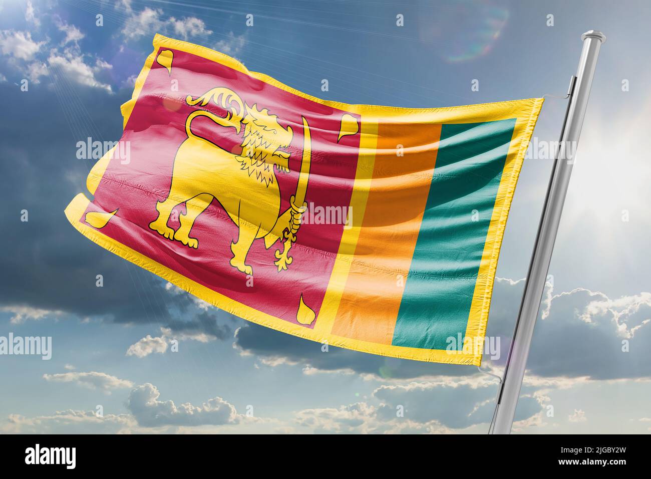 flag Democratic Socialist Republic of Sri Lanka,Ceylon Stock Photo